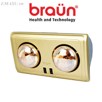 Đèn sưởi nhà tắm Braun 2 bóng vàng BU-02